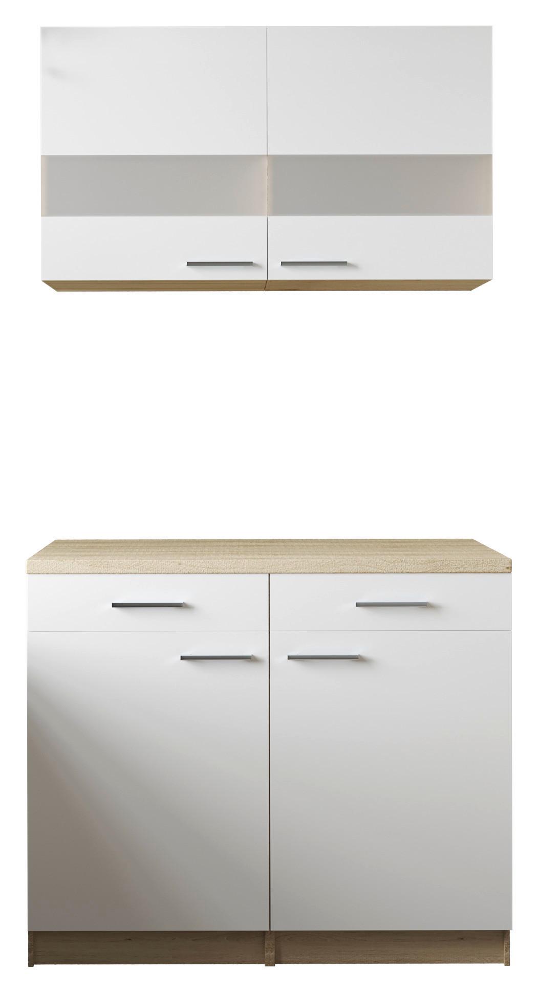 Buffet Merle Weiß/Eiche Dekor B:100cm - Eichefarben/Weiß, Basics, Glas/Holzwerkstoff (100/200/60cm) - Respekta