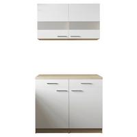 Buffet Merle Weiß/Eiche Dekor B:100cm - Eichefarben/Weiß, Basics, Glas/Holzwerkstoff (100/200/60cm) - Respekta