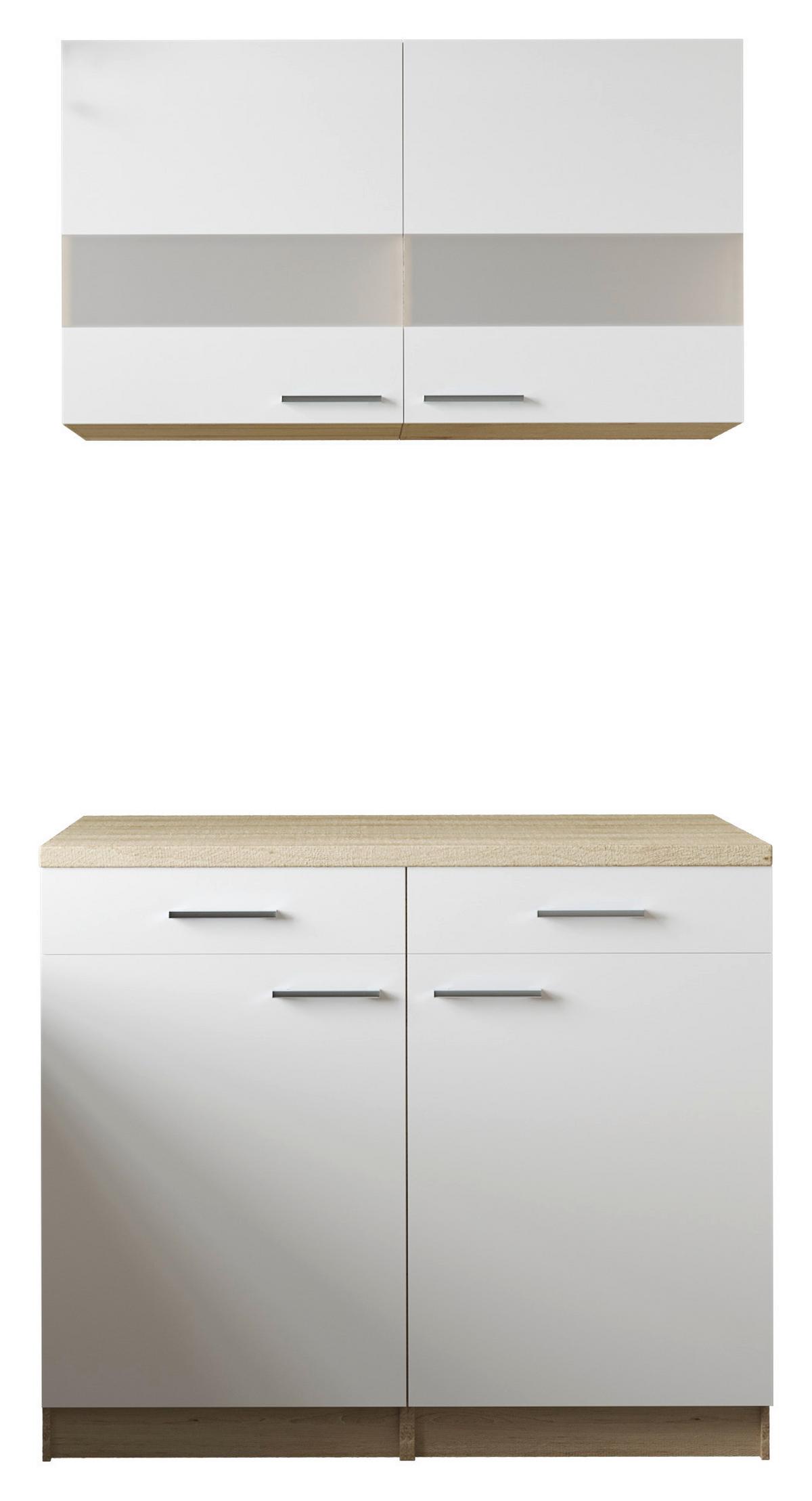 Buffet Merle Weiß/Eiche Dekor B:100cm - Eichefarben/Weiß, Basics, Glas/Holzwerkstoff (100/200/60cm) - Respekta