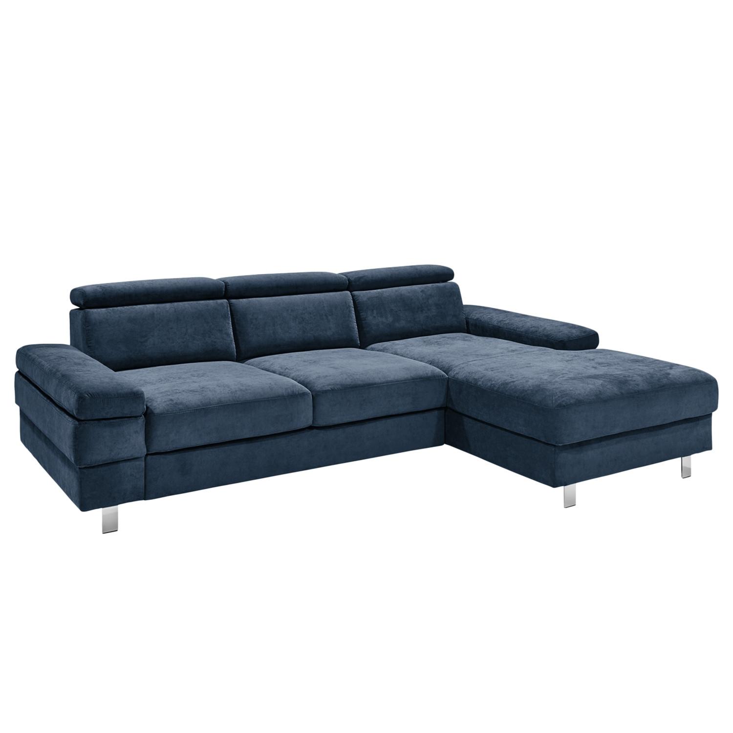 Ecksofa Elvis Dunkelblau S: 259x182 Cm - Silberfarben/Dunkelblau, KONVENTIONELL, Textil (259/182cm) - Trendmanufaktur