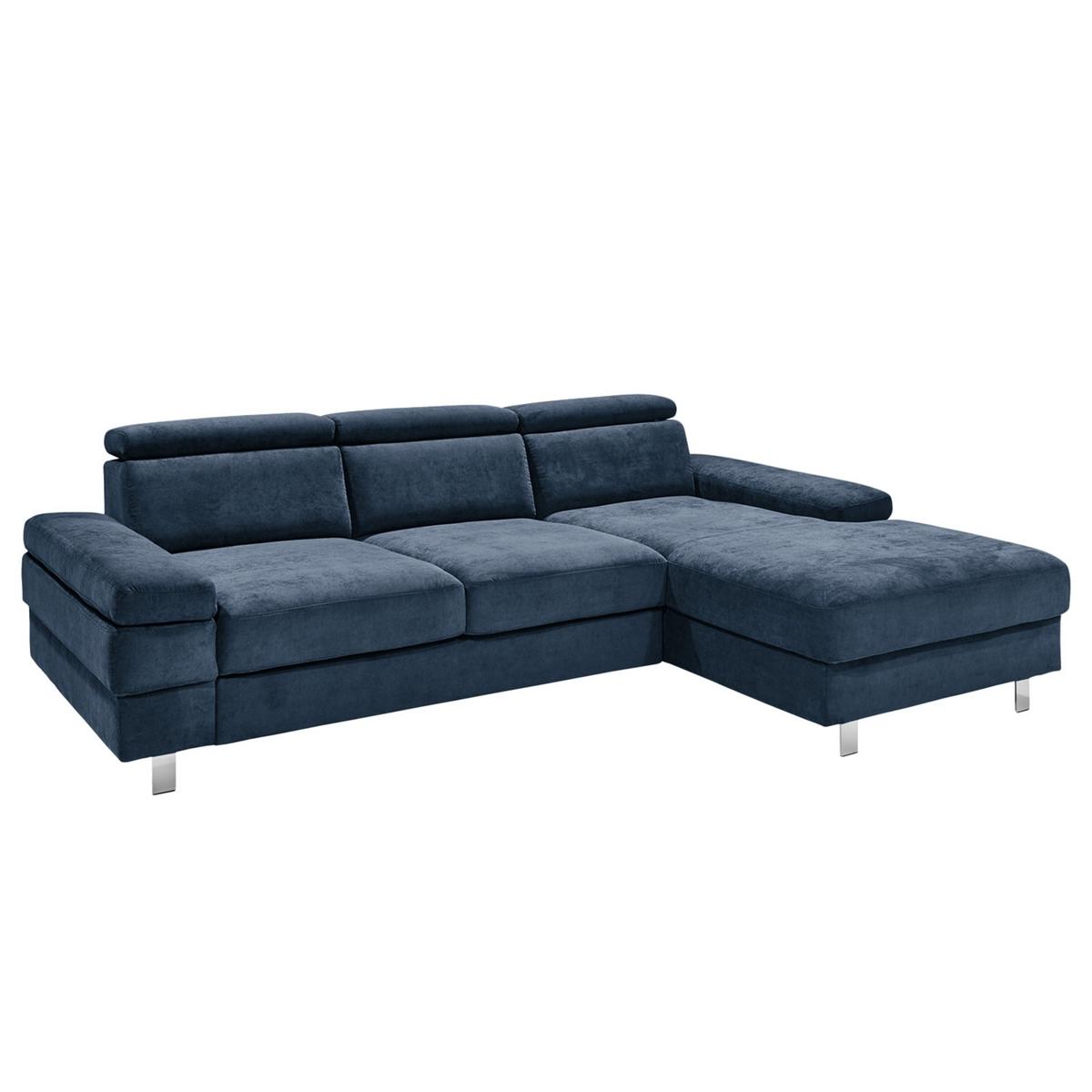 Ecksofa Elvis Dunkelblau S: 259x182 Cm - Silberfarben/Dunkelblau, KONVENTIONELL, Textil (259/182cm) - Trendmanufaktur