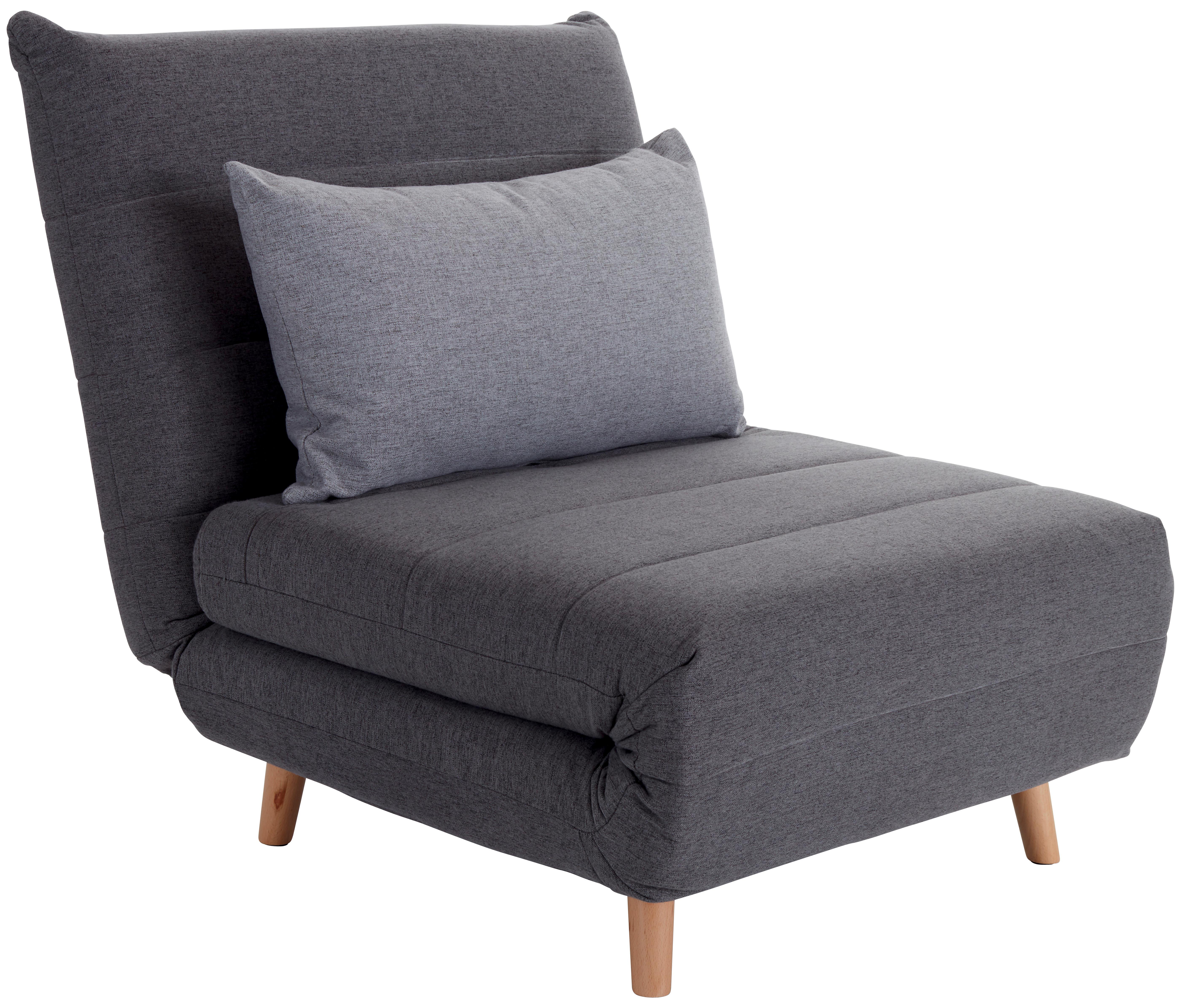 Rozkládací pohovka/křeslo SIMON šedá - šedá/světle šedá, Moderní, dřevo/textil (77/84/91cm) - Ondega