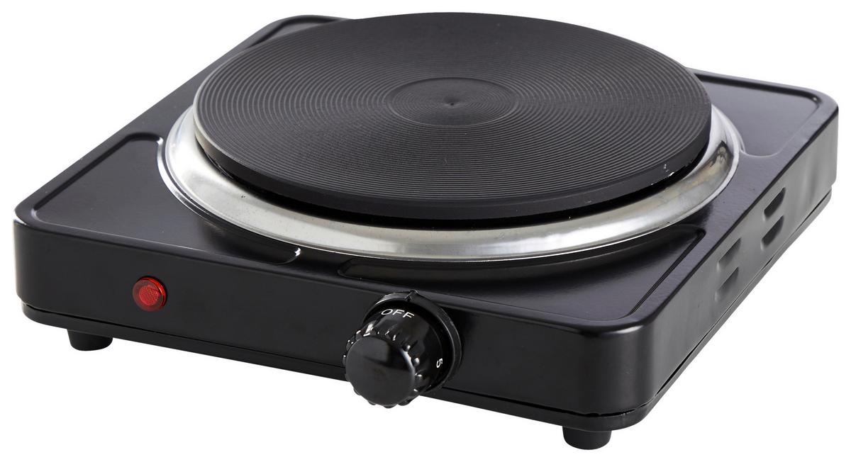 Kochplatte 1500 W Schwarz mit Drehschalter - Schwarz, Basics, Kunststoff/Metall (23,5/23,5/7cm)