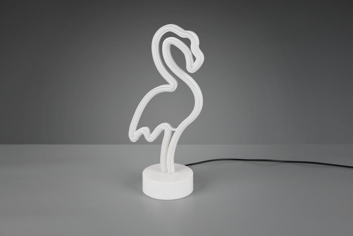 LED-Tischleuchte Flamingo Weiß B: 8,5 cm - Weiß, Trend, Kunststoff (13,5/8,5/29,2cm)