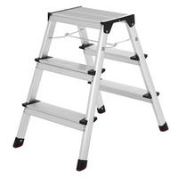 KLAPPTRITTLEITER Aluminium, B/H/T: 44x68x20 cm - Silberfarben/Schwarz, Basics, Kunststoff/Metall (44/68/20cm)