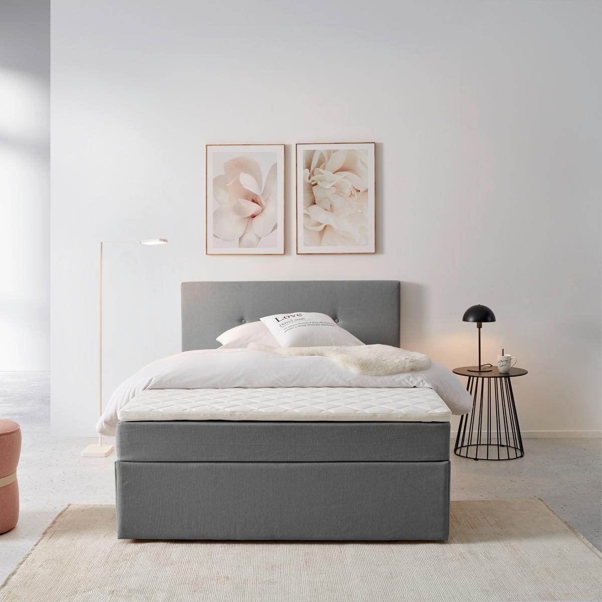 Boxbett Mit Topper 140x200 Antonio - Schwarz/Grau, KONVENTIONELL, Holz/Holzwerkstoff (140/200cm) - P & B