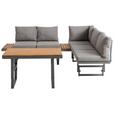 Loungegarnitur 3-Tlg Paris Aus Akazienholz/Stahl mit Kissen - Grau/Teakfarben, MODERN, Holz/Metall (240/177/42/51cm) - Beldano