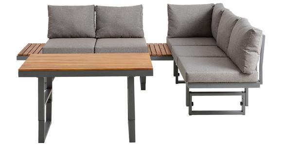 Loungegarnitur 3-Tlg Paris Aus Akazienholz/Stahl mit Kissen - Grau/Teakfarben, MODERN, Holz/Metall (240/177/42/51cm) - Beldano