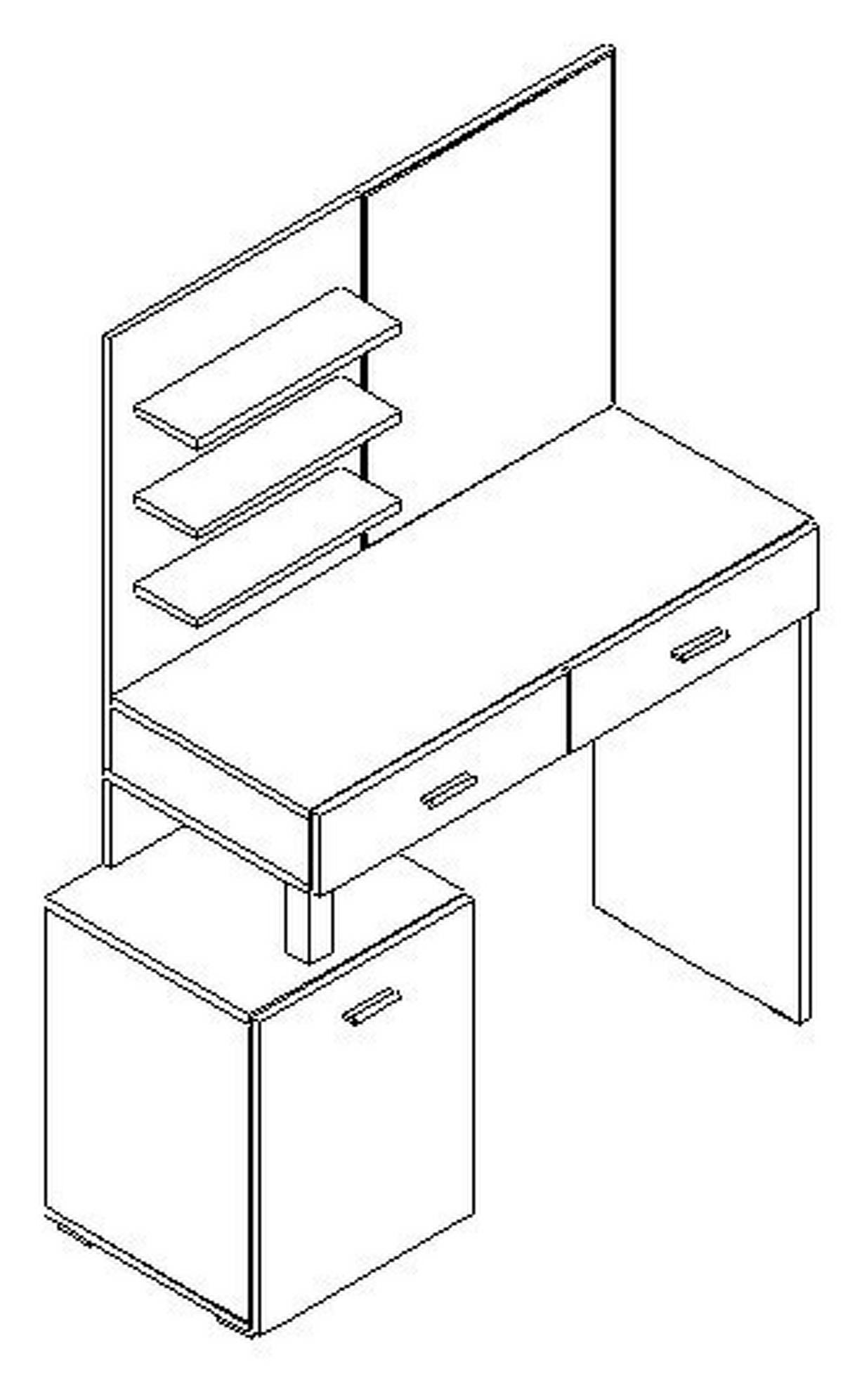 Schminktisch Weiß B: 109,4 cm mit Stauraum - Schwarz/Weiß, MODERN, Holzwerkstoff (109,4/144,5/41,7cm)