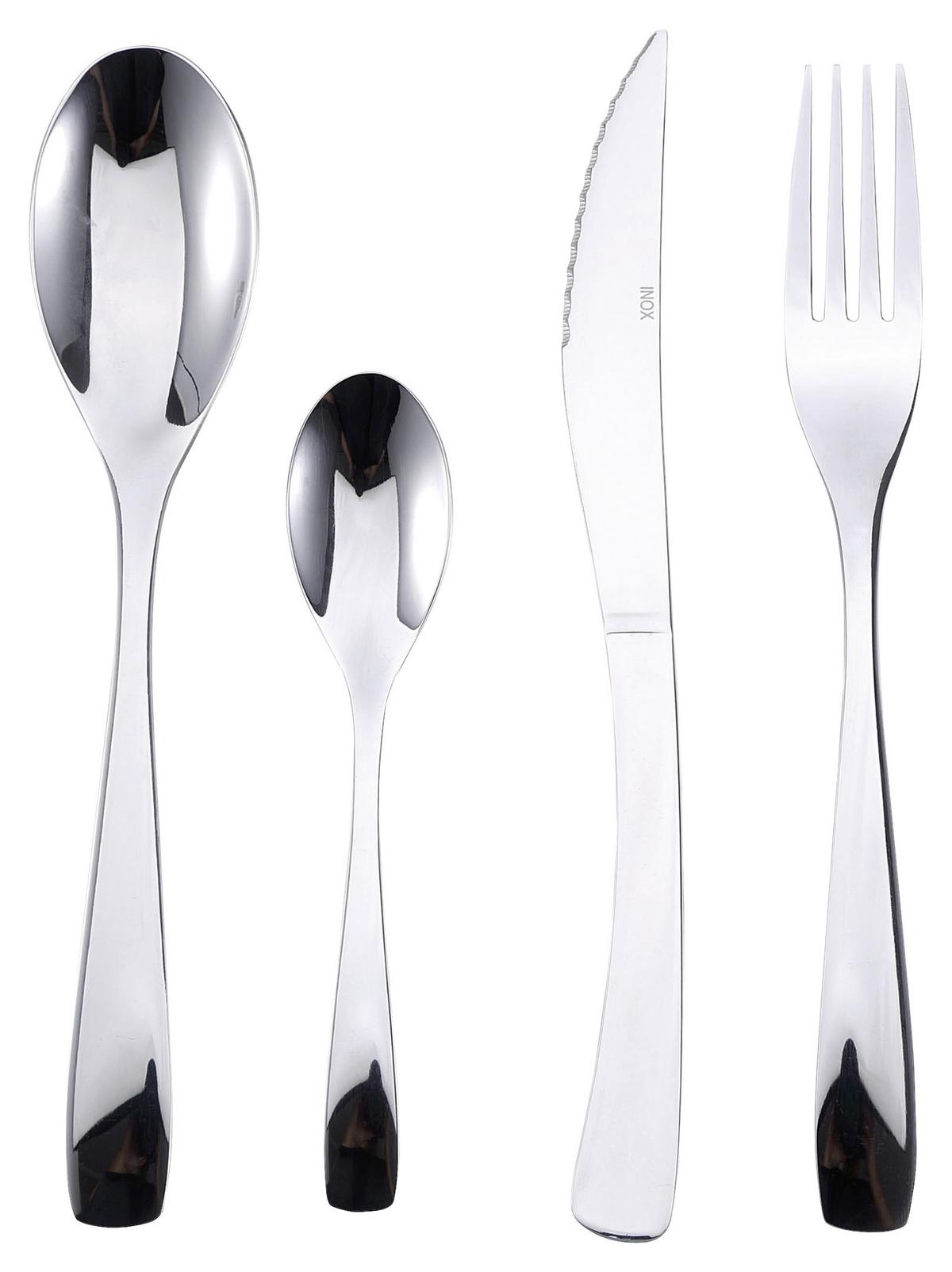 Besteckset 24-Teilig Pisa für 6 Personen - Silberfarben, Basics, Metall (27/7.5/17cm)
