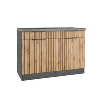 Küchenunterschrank Liverpool Graphit, Eiche Dekor B: 120 cm - Schieferfarben/Eiche Wotan, Basics, Holzwerkstoff (120/85/60cm) - Held