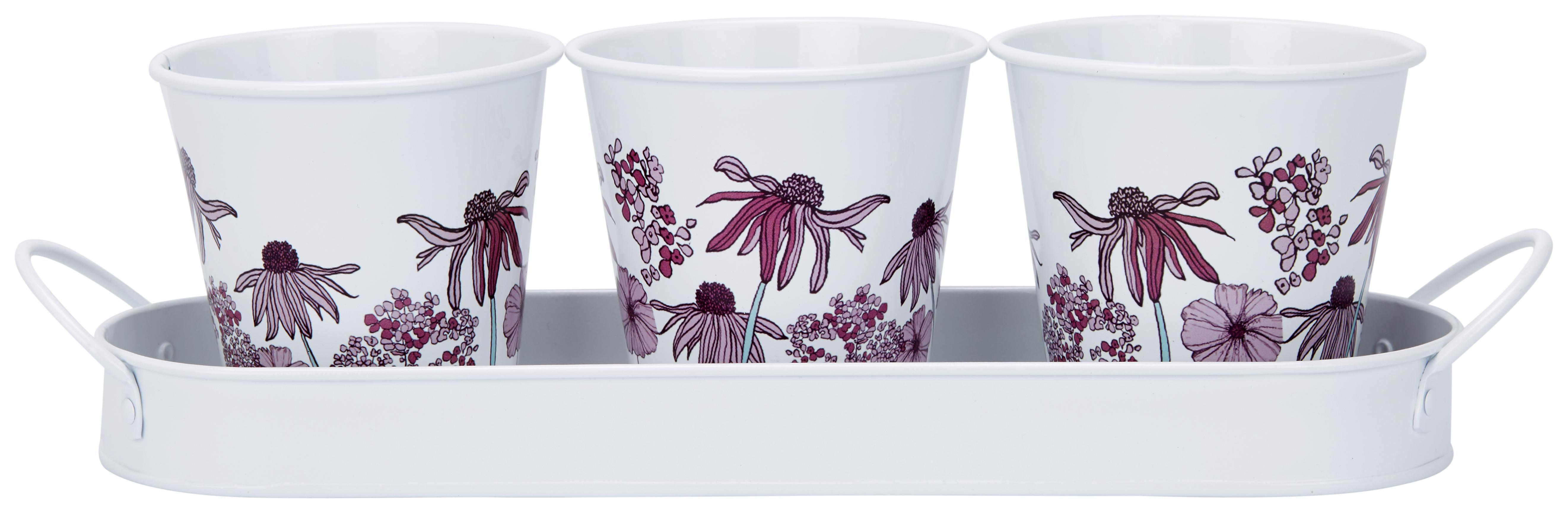 Květináč Poppyseed - bílá/vícebarevná, kov (32/10/10cm)