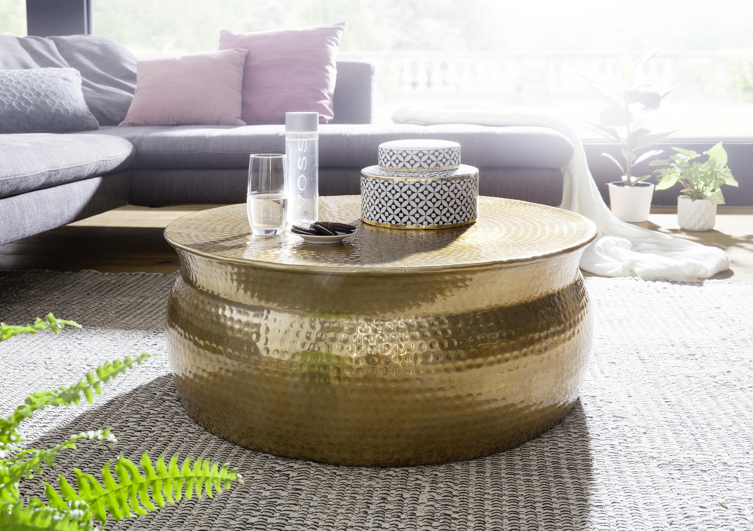 Couchtisch Rund Aluminium Orient-Style Karam, Goldfarben - Goldfarben, LIFESTYLE, Metall (75/75/31cm) - MID.YOU