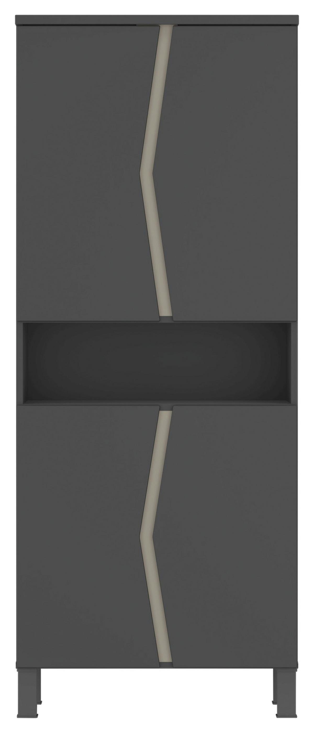 Badezimmer Manhatten Anthrazit/Kieselgrau B:148,6cm - Anthrazit/Grau, MODERN, Holzwerkstoff (148,6/200/47,3cm) - Luca Bessoni