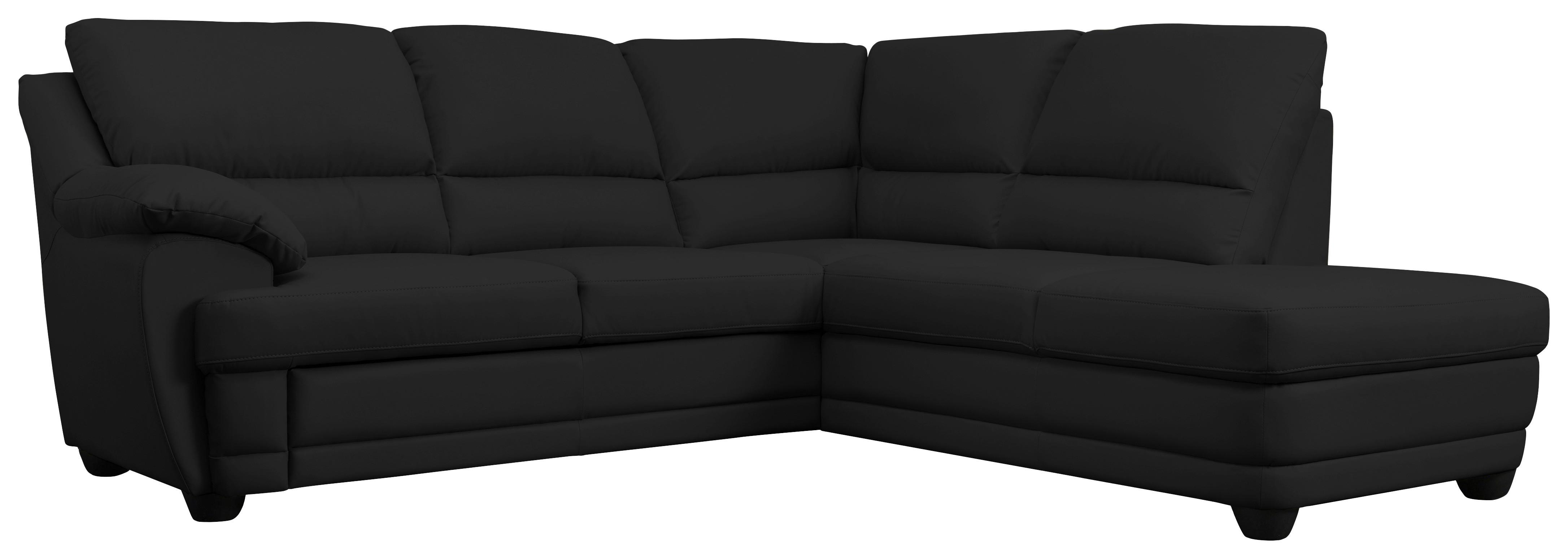 Ecksofa Nebolo Schwarz Lederlook - Schwarz, Design, Textil (245/225cm) - Livetastic