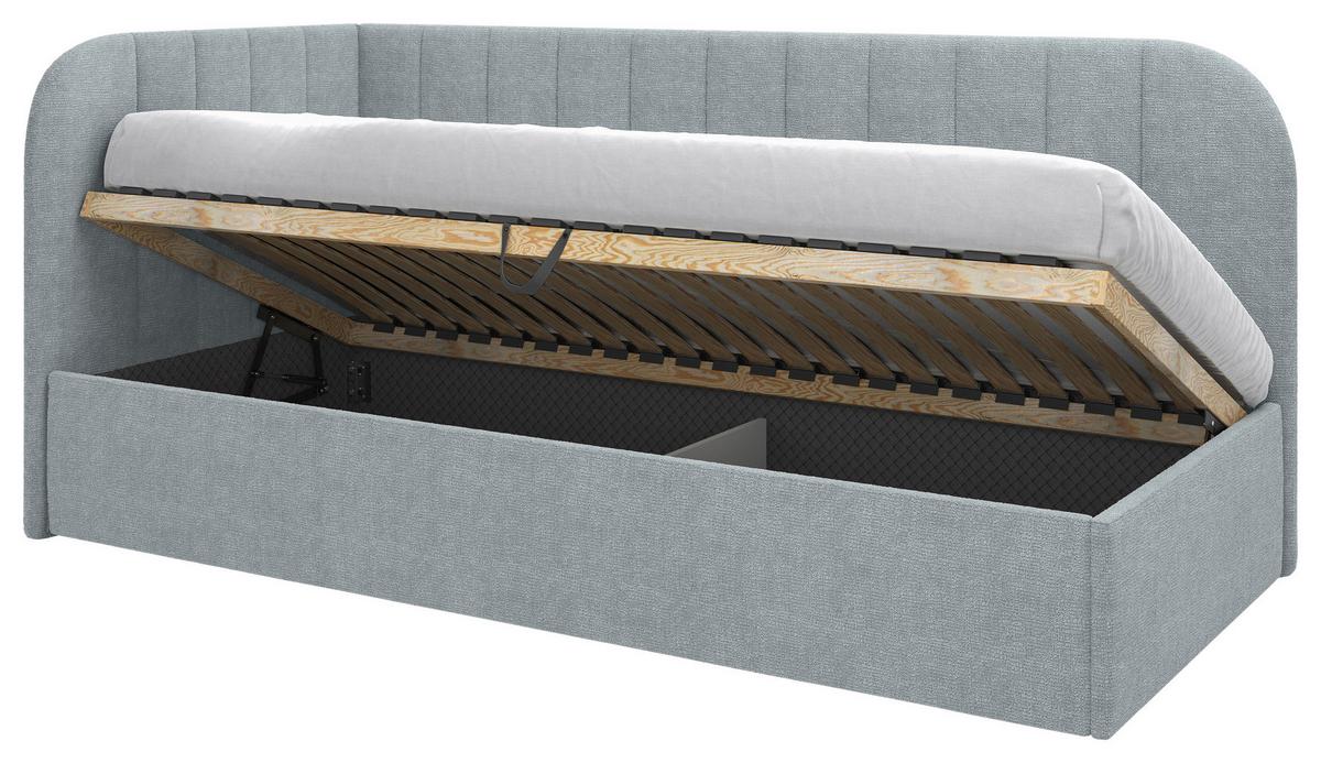 Polsterbett Millow Links Minttürkis Lf: 90x200 Cm - Schwarz/Minttürkis, MODERN, Holz/Holzwerkstoff (90/200cm) - MID.YOU