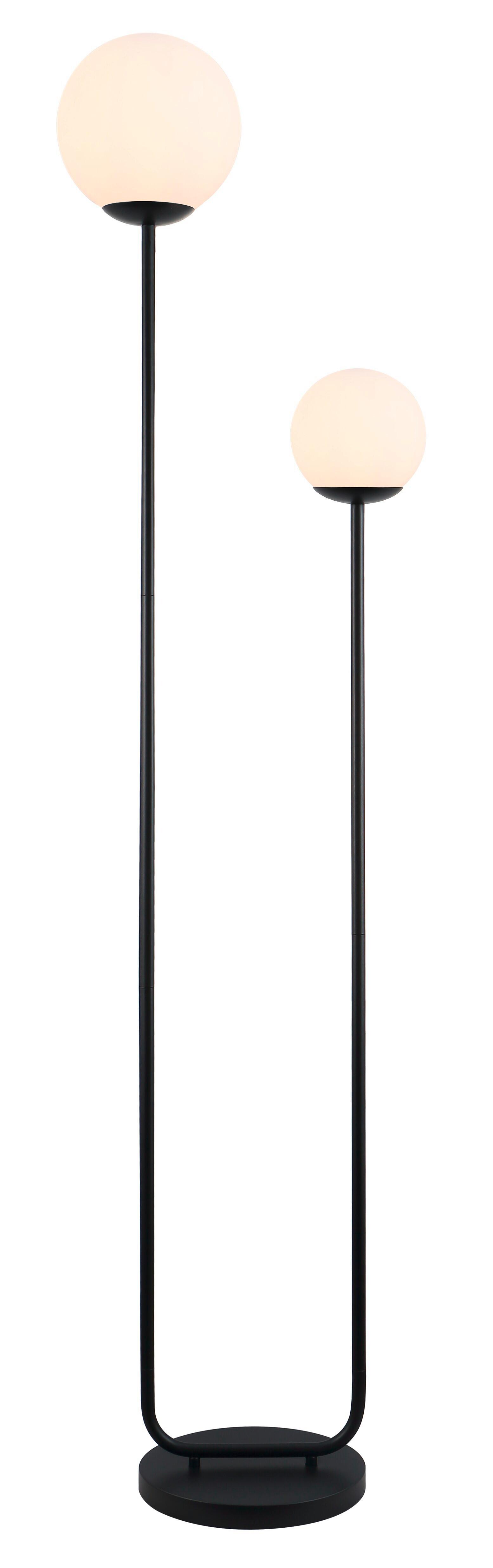 Stehleuchte Sehr - Schwarz/Weiß, MODERN, Glas/Metall (35/160cm)