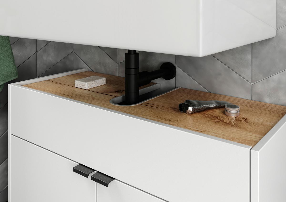 Waschbeckenunterschrank Gw-Forano - Eichefarben/Schwarz, MODERN, Holzwerkstoff (80/60/34cm) - Germania