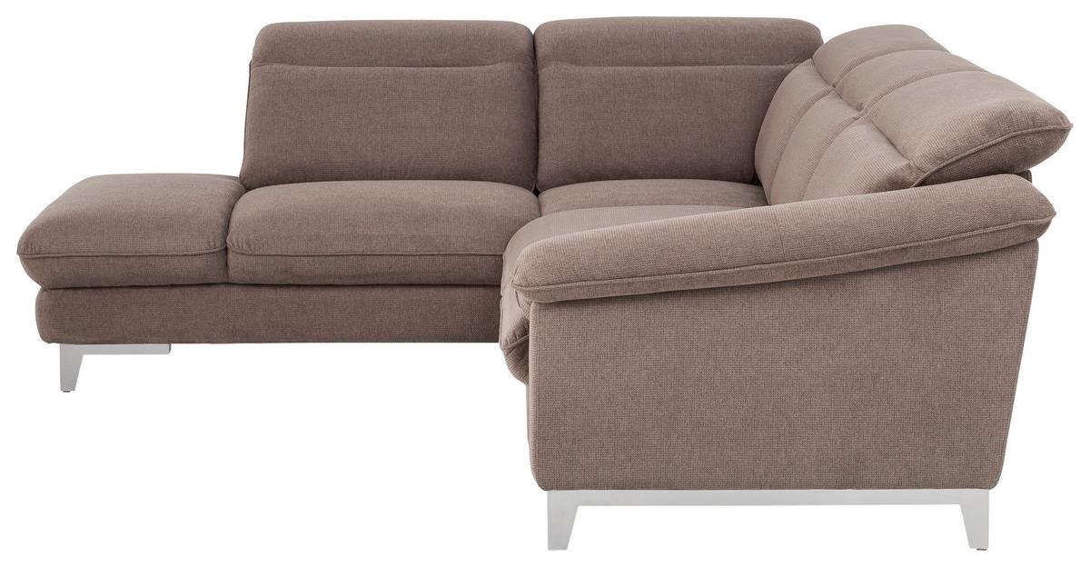 Ecksofa Mit Schlaffunktion Teresa, Verstellbar Taupe - Taupe/Chromfarben, Design, Textil (232/293cm) - Livetastic