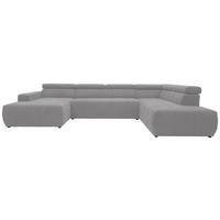 Wohnlandschaft Brandon Kopfteilverstellung Silber - Silberfarben/Schwarz, Design, Textil (175/359/228cm) - MID.YOU