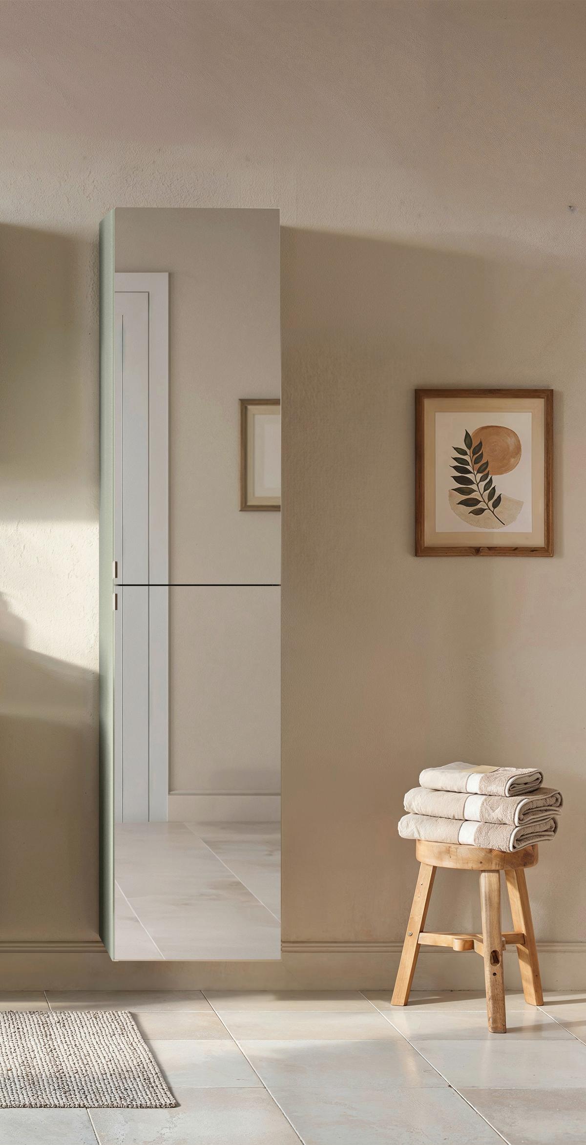 SPIEGELSCHRANK Verona Schilfgrün B: 40cm - Schilfgrün/Wildeiche, Trend, Holzwerkstoff (40/180/35cm) - Held