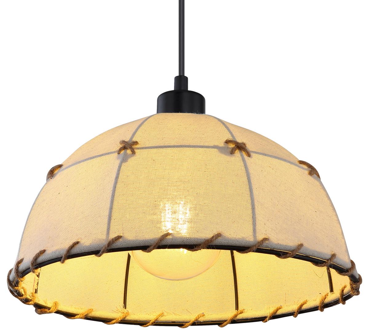 Hängeleuchte Rex D: 30 Cm Beige - Beige/Schwarz, Natur, Naturmaterialien/Textil (30/120cm) - Globo