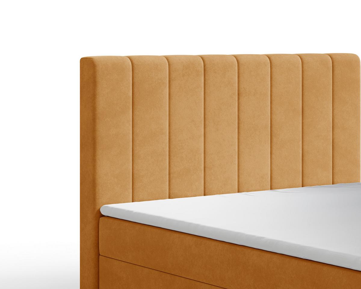 Boxbett Lila mit Topper 180x200 - Currygelb/Schwarz, MODERN, Holz/Kunststoff (180/200cm) - Livetastic