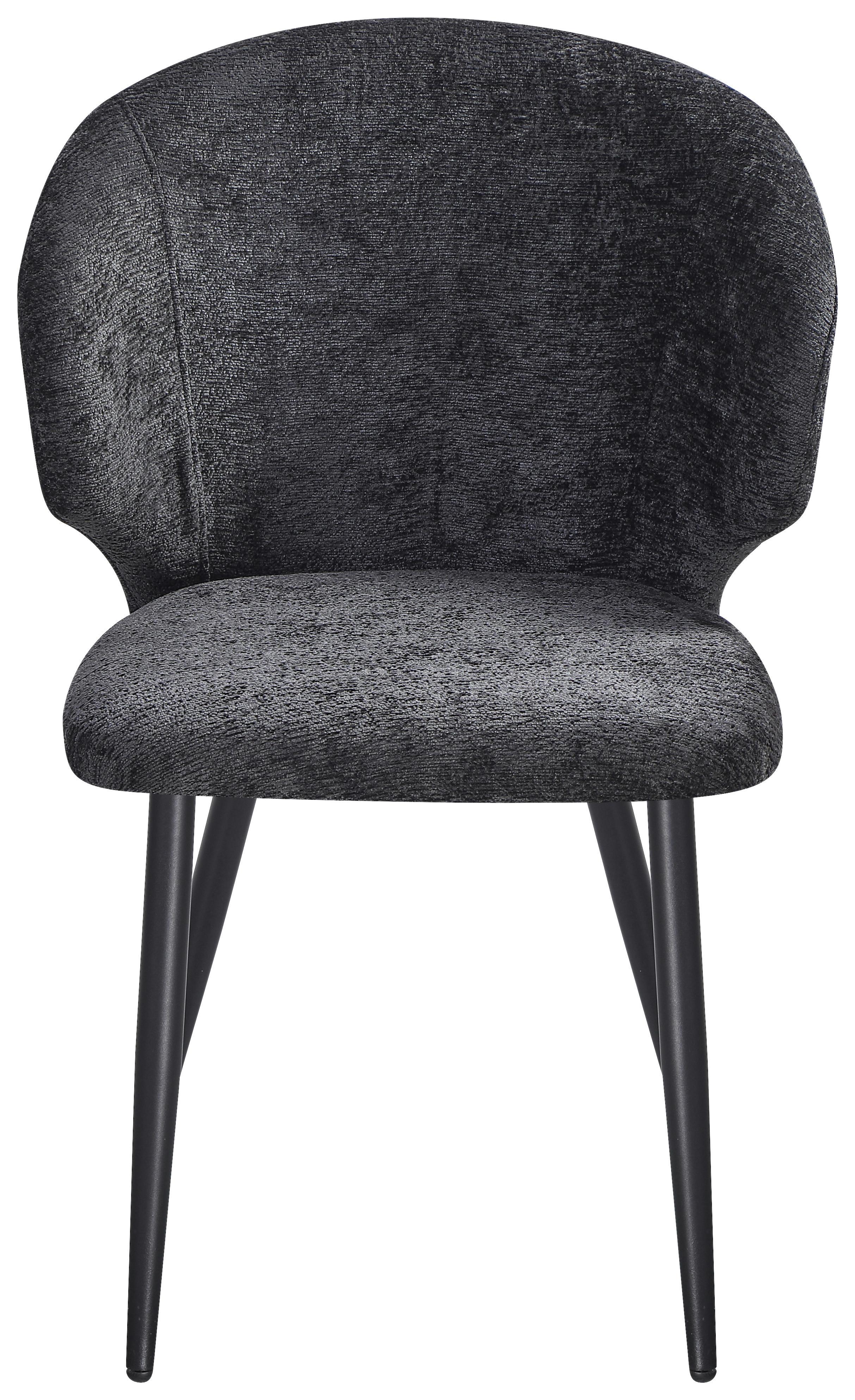Vierfußstuhl Sindy Chinelle Schwarz - Schwarz, MODERN, Textil/Metall (63/84/58cm) - MID.YOU