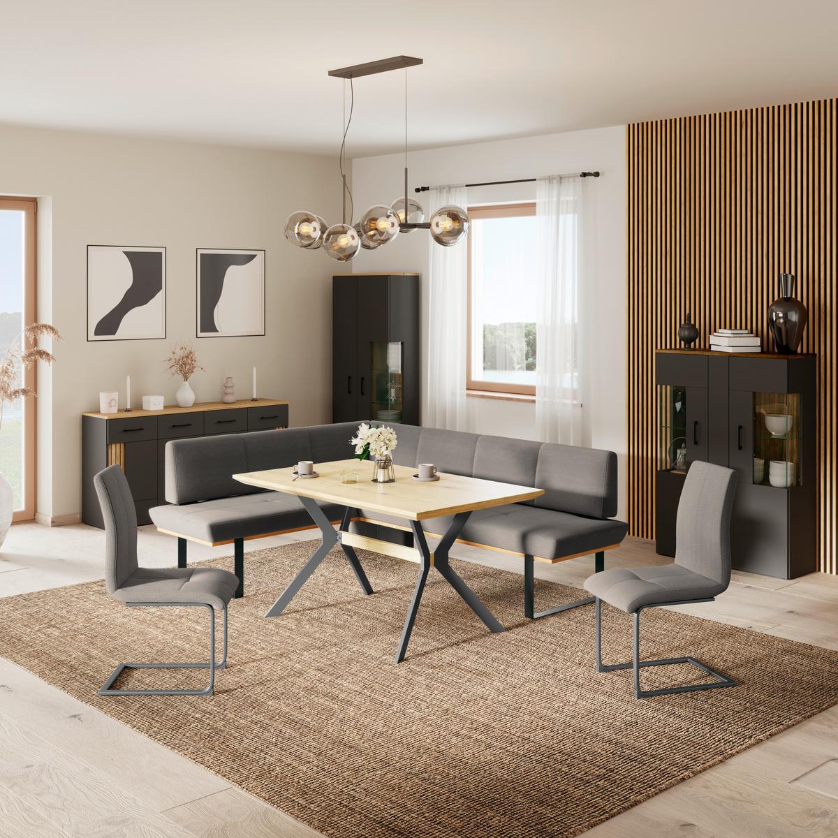 Eckbank Tristan Webstoff anthrazit,S:175x225cm - Anthrazit/Schwarz, MODERN, Holz/Textil (175/225cm) - James Wood