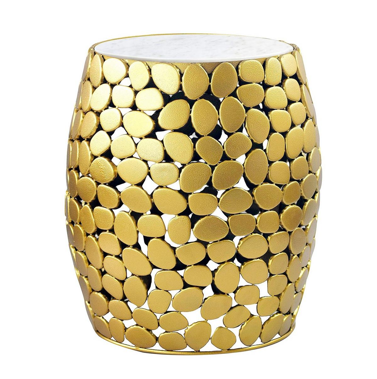 Beistelltisch Goldfarben B: 40 cm - Goldfarben, Design, Stein/Metall (40/46/40cm) - Livetastic
