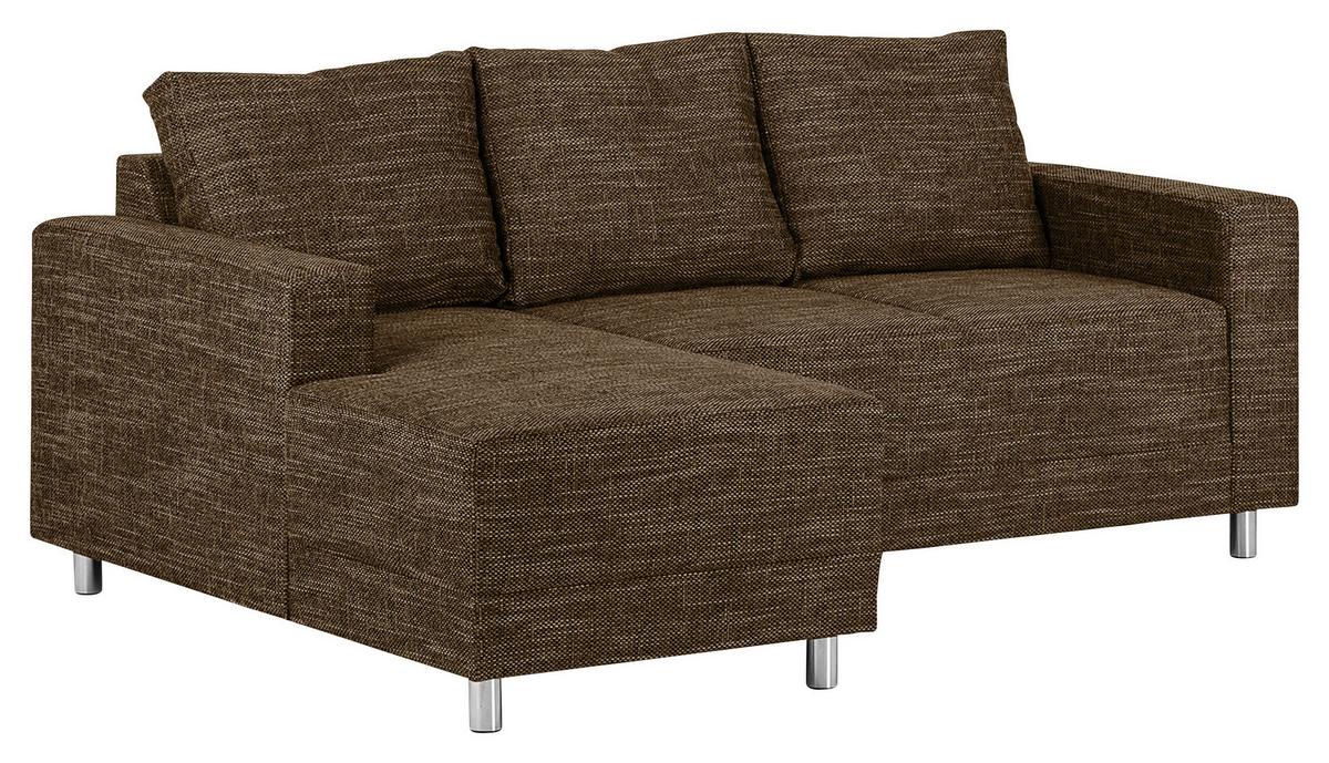 Ecksofa Grenwood Braun S: 144x200 Cm - Chromfarben/Braun, Design, Textil (144/200cm) - MID.YOU