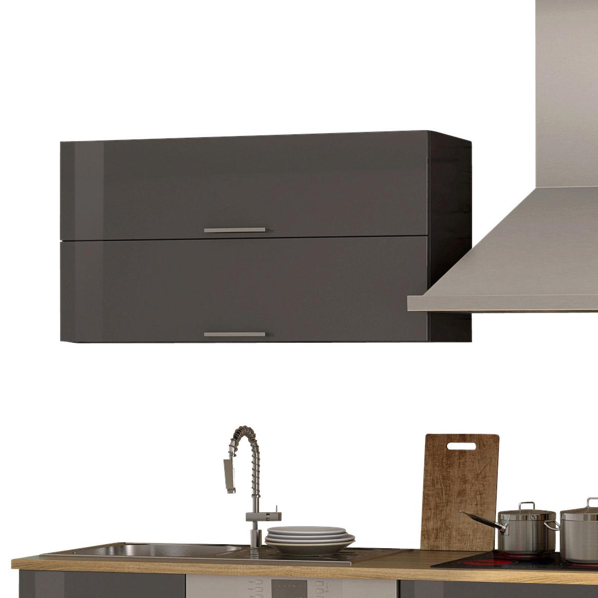 Küchenzeile Mailand mit Geräten 300 cm Anthrazit Elegant - Eichefarben/Anthrazit, MODERN, Holzwerkstoff (300cm) - Held
