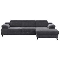 Ecksofa Titus Dunkelgrau Chenille - Dunkelgrau/Schwarz, Design, Textil (291/80-98/178cm) - Livetastic