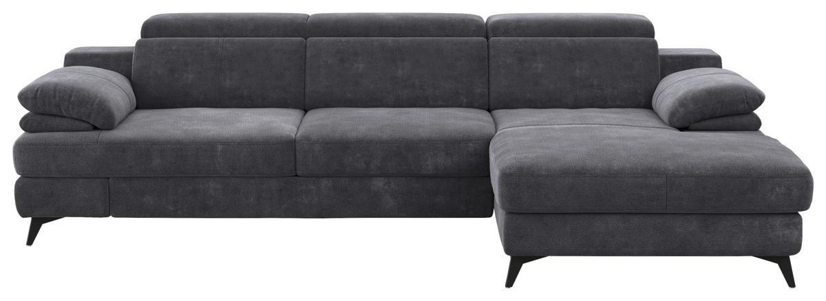 Ecksofa Titus Dunkelgrau Chenille - Dunkelgrau/Schwarz, Design, Textil (291/80-98/178cm) - Livetastic