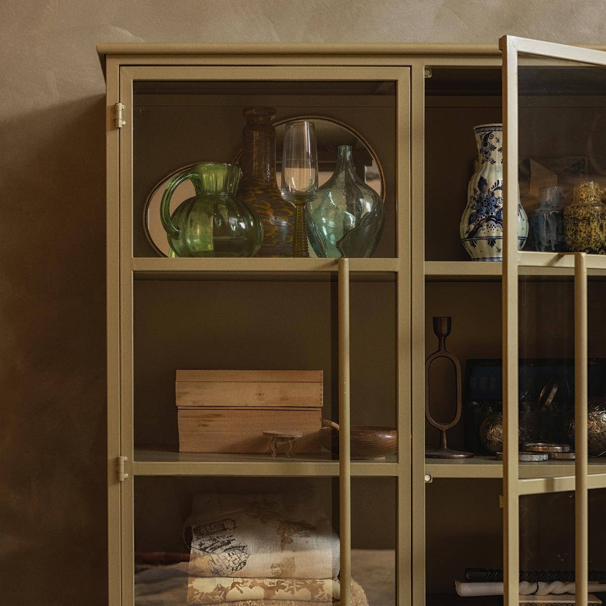 Vitrine Exhibit Khaki B: 99 Cm - Khaki, Design, Glas/Metall (99/170/44cm) - Livetastic