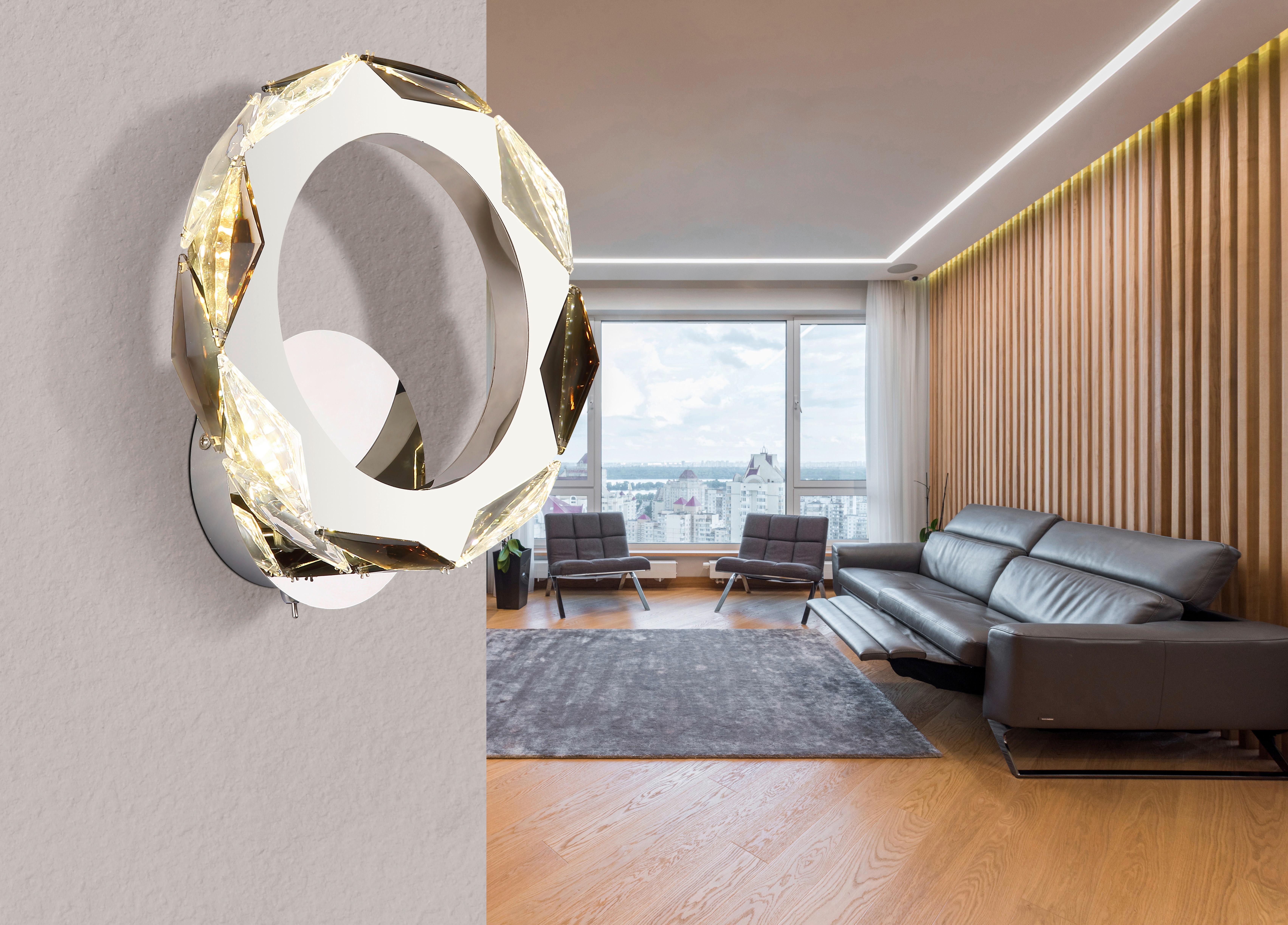 LED-Wandleuchte 67318w - Klar/Chromfarben, Design, Glas/Metall (24/25,5/10cm) - Globo