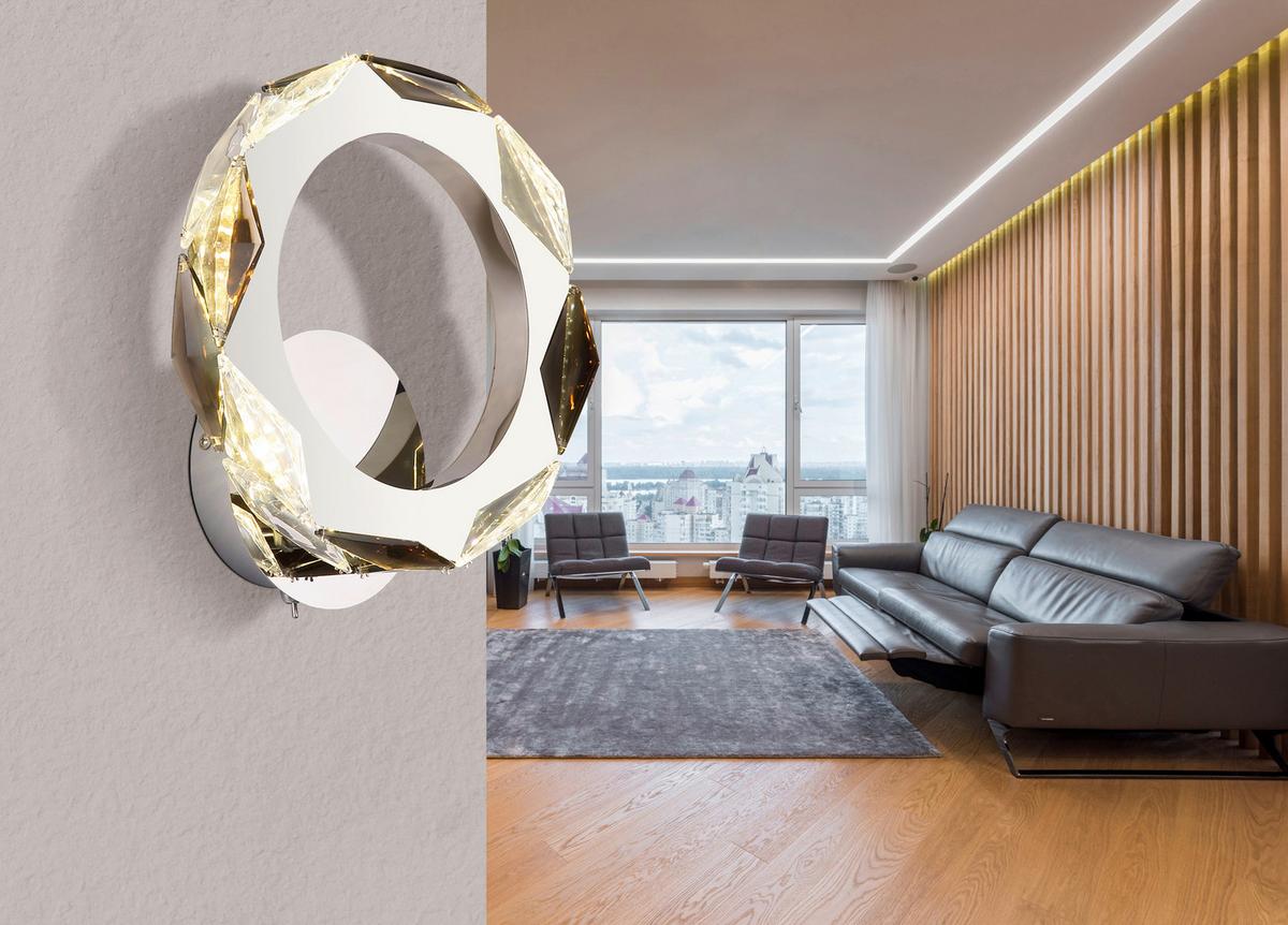 LED-Wandleuchte 67318w - Klar/Chromfarben, Design, Glas/Metall (24/25,5/10cm) - Globo