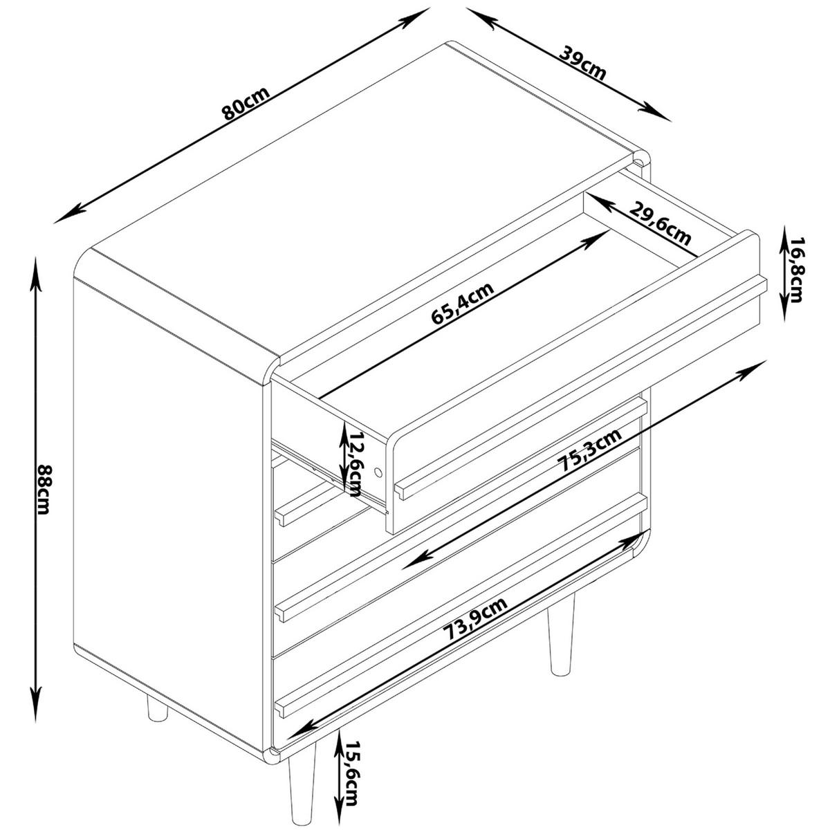 Kommode Chantal Grau 80 cm - Schwarz/Grau, Design, Holzwerkstoff (80/88/39cm) - MID.YOU