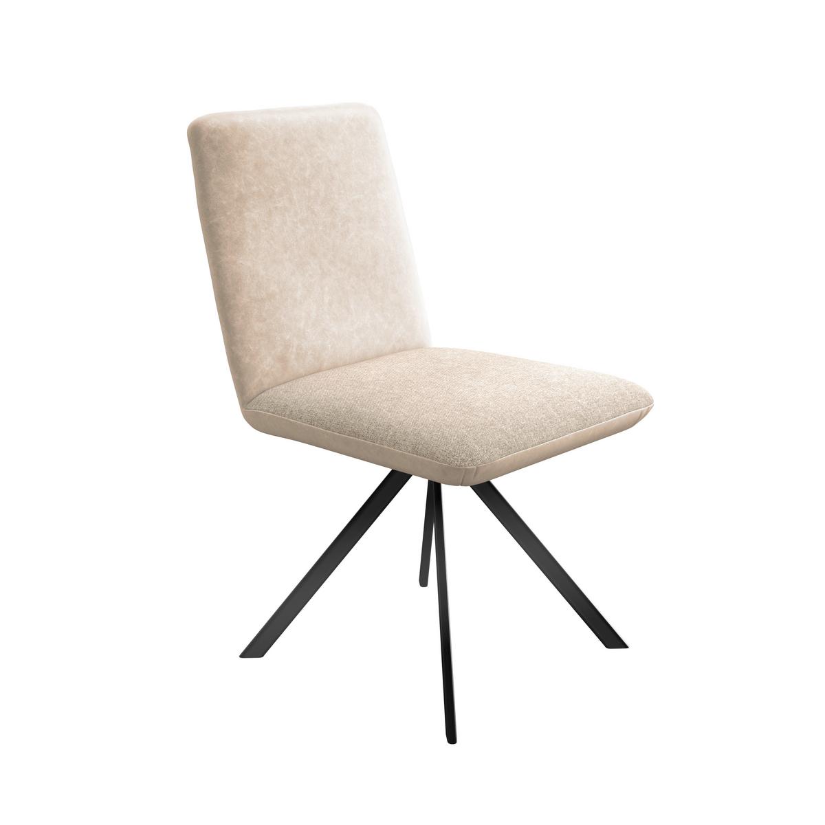 Stuhl Kian Webstoff creme, B: 46 cm - Creme/Schwarz, Trend, Textil/Metall (46/88/63cm)