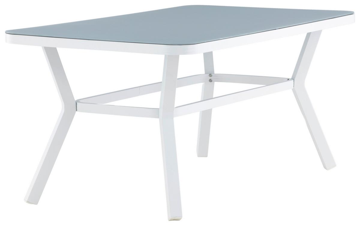 Gartentisch Virya - Weiß/Grau, KONVENTIONELL, Glas/Metall (160/90/74cm) - Gardenson
