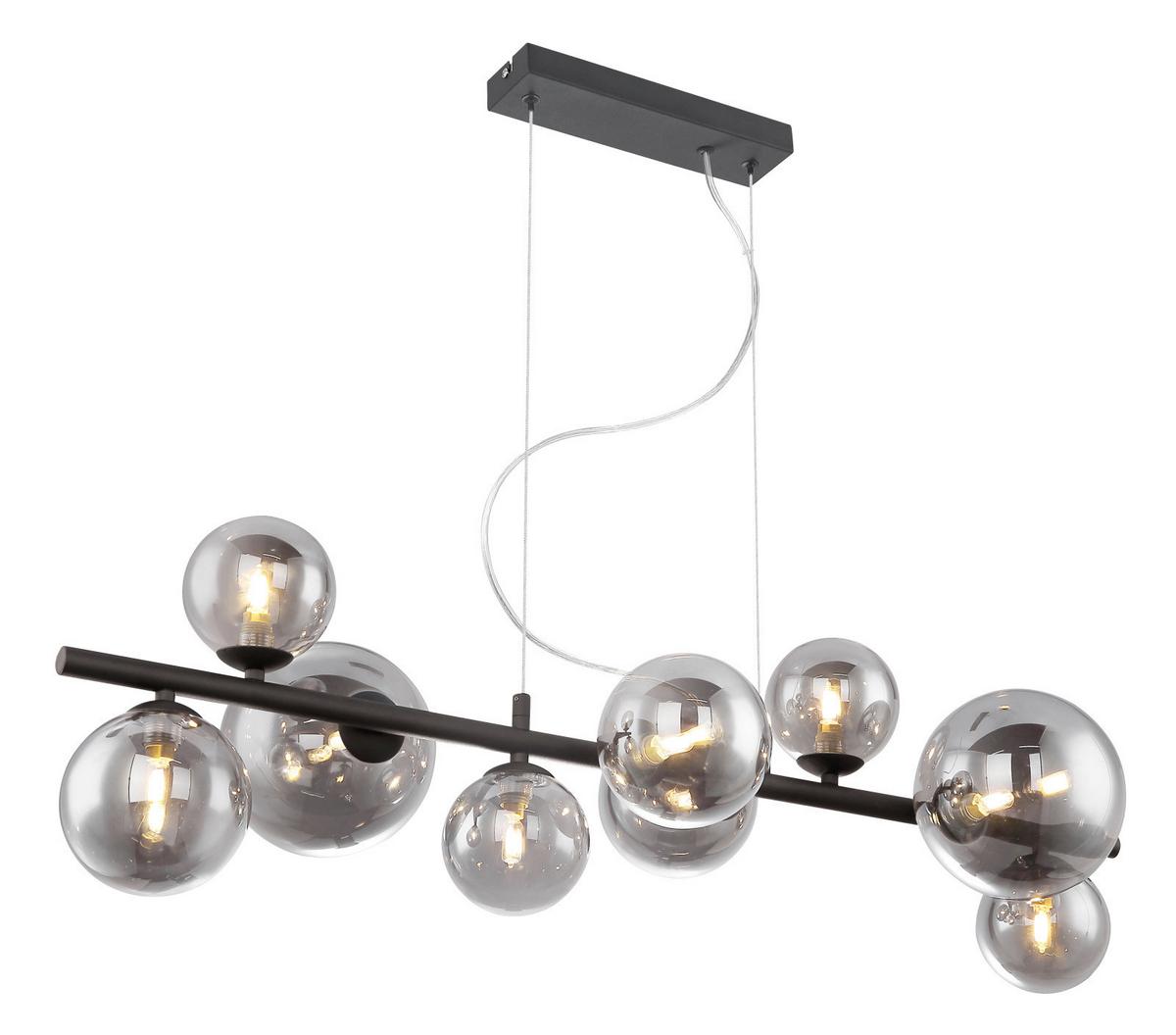 Led-hängeleuchte 56133-9h Riha - Schwarz, Design, Glas/Metall (86/36/120cm) - Globo