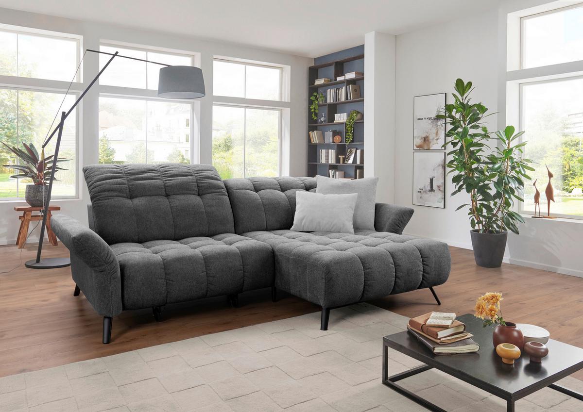 Ecksofa Coast Grau B: 244-270 cm - Schwarz/Grau, KONVENTIONELL, Holzwerkstoff/Textil (244-270/87-104/173cm)