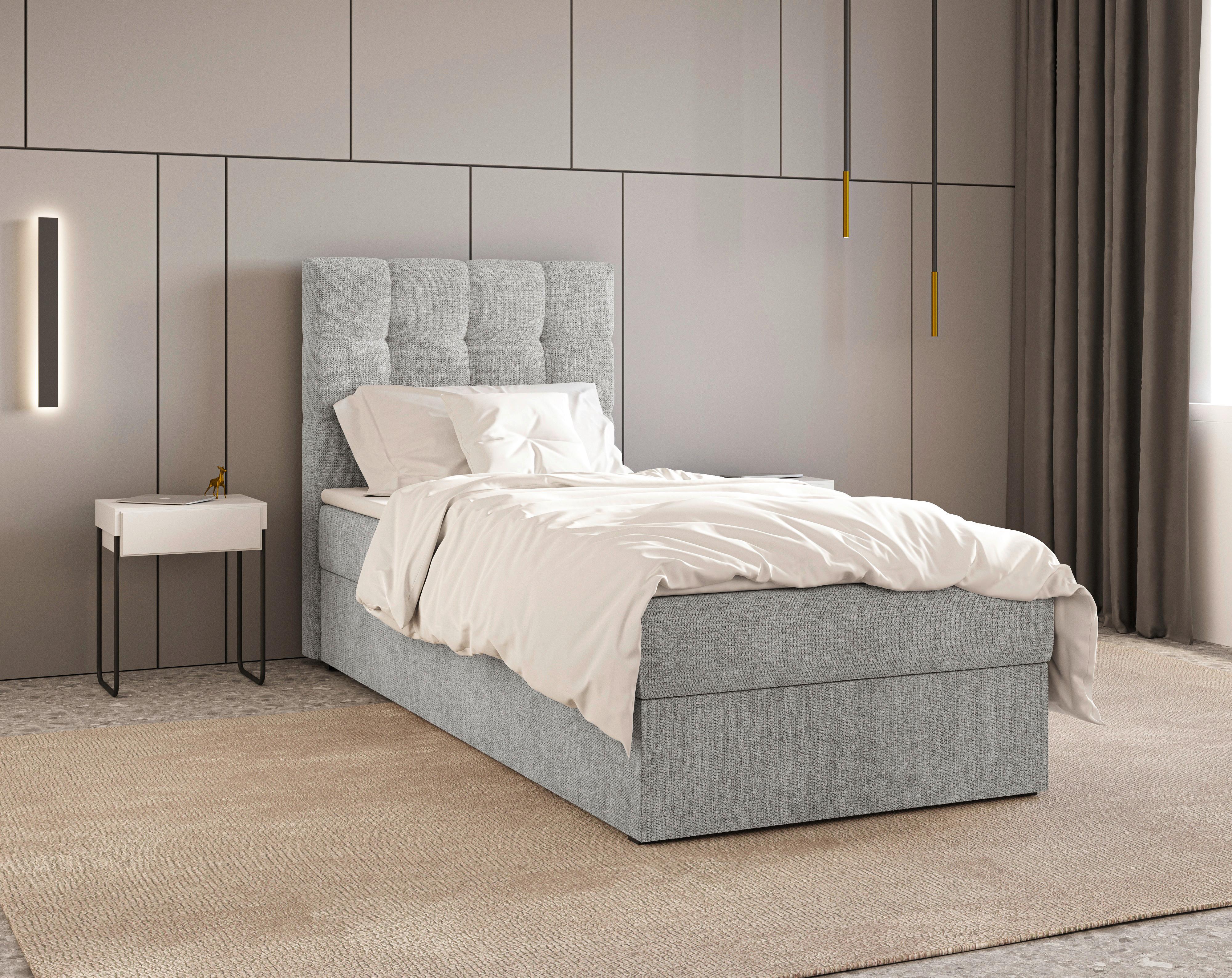 BOXBETT Oslo Grau 90x200cm - Schwarz/Grau, MODERN, Holz/Kunststoff (90/200cm) - MID.YOU
