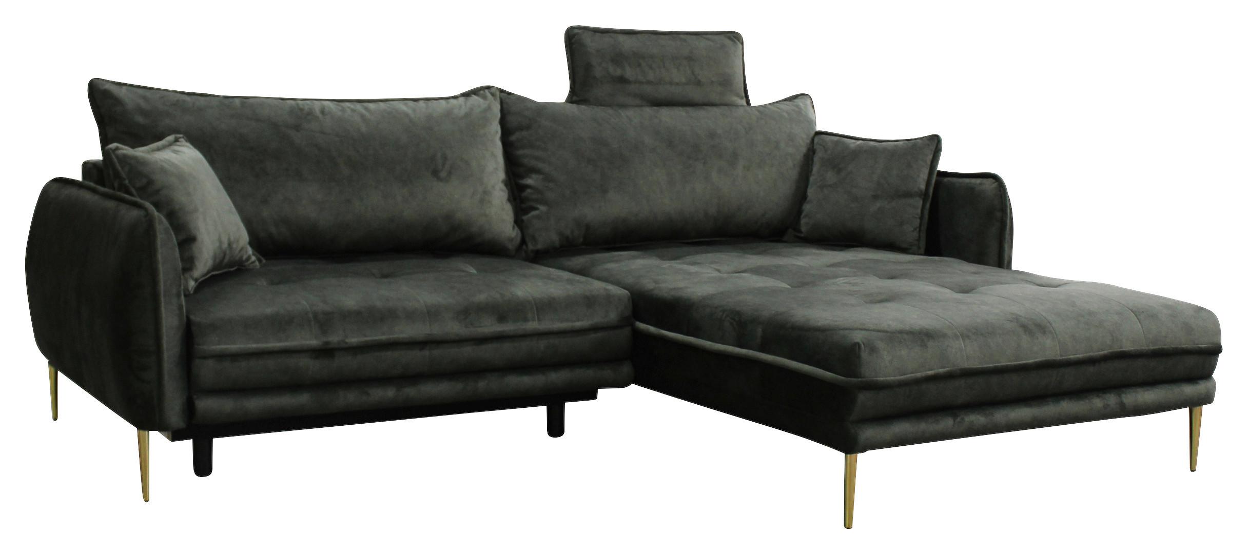 Ecksofa Whisper Grün S: 264x196 cm - Goldfarben/Grün, Design, Textil (264/196cm) - MID.YOU