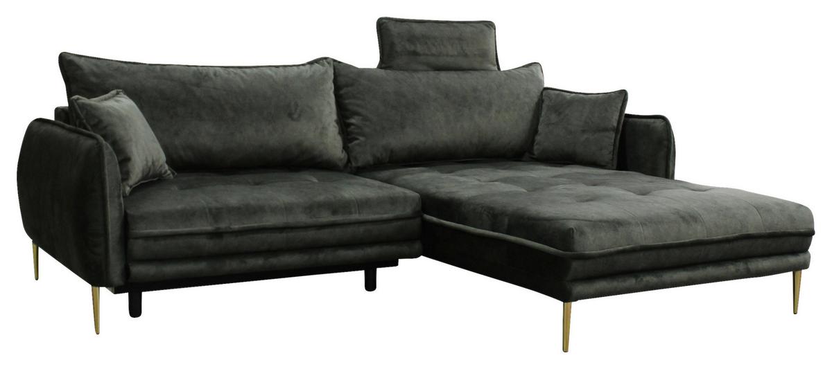 Ecksofa Whisper Grün S: 264x196 cm - Goldfarben/Grün, Design, Textil (264/196cm) - MID.YOU