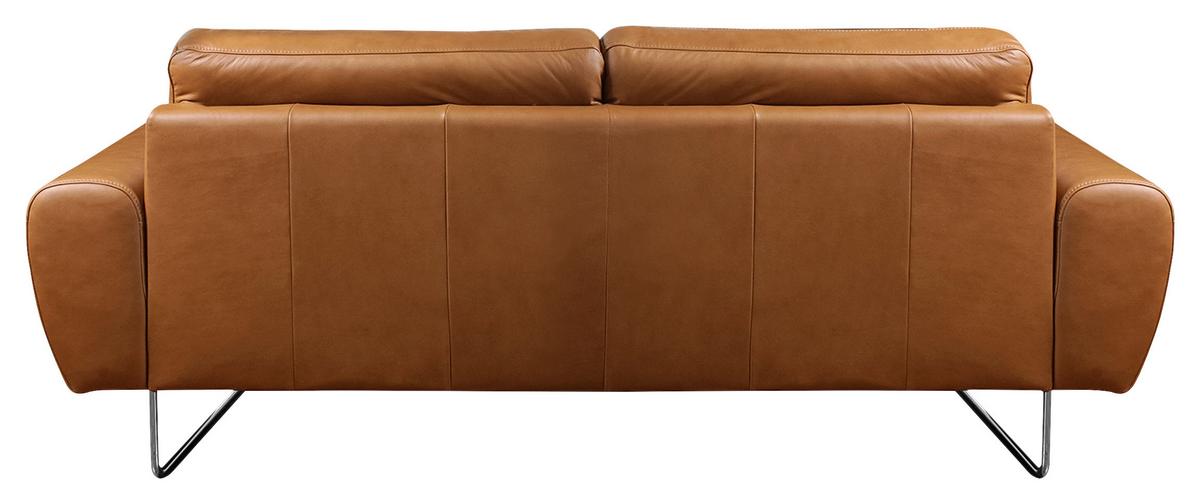 Ecksofa Spring Cognac Chrom B: 207 cm - Chromfarben/Cognac, Design, Leder (207/85/92cm) - Livetastic