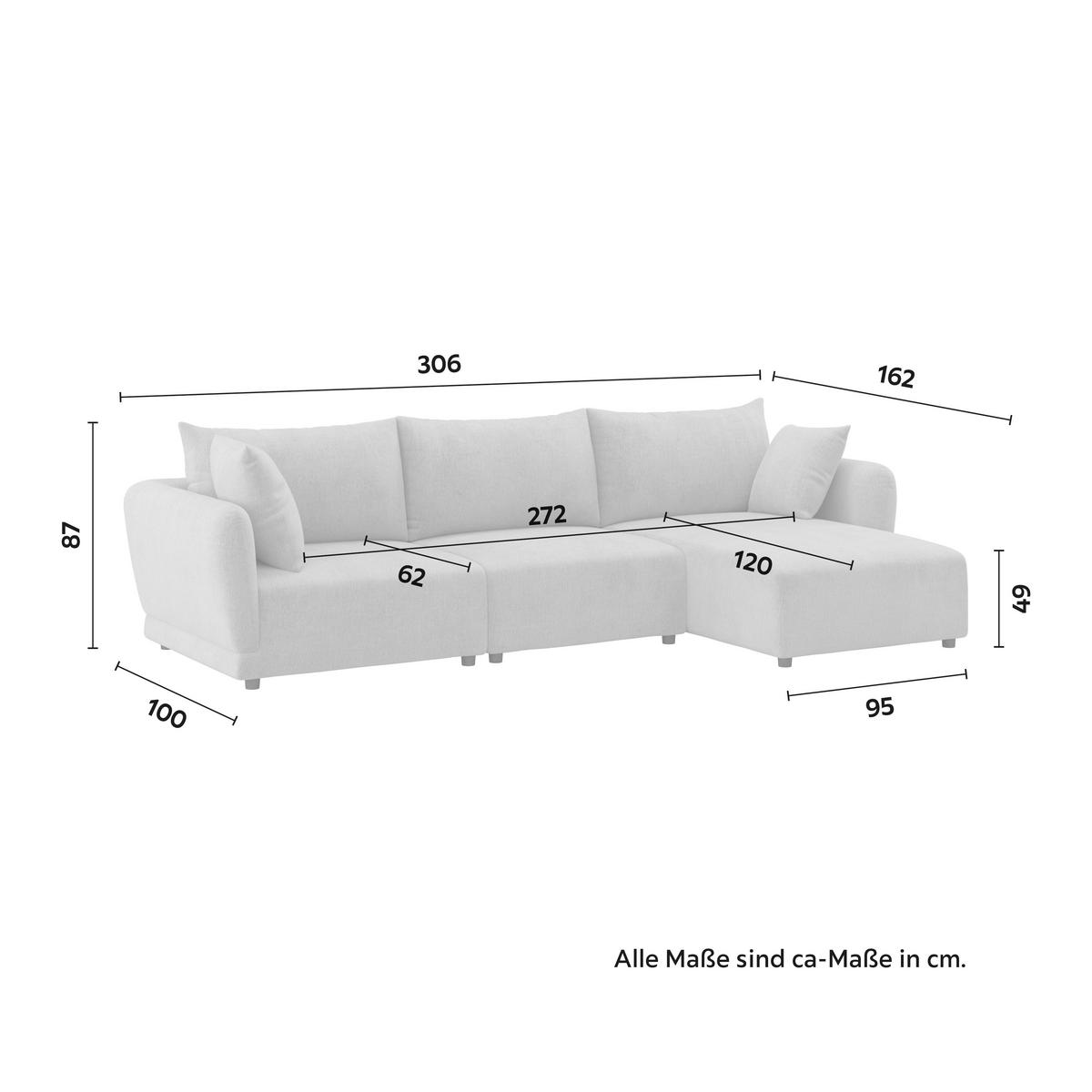 Sedacia súprava NICOLE, pravá, béžová, max. do 480 kg - čierna/sivobéžová, Modern, drevo/textil (306/87/162cm) - Bessagi Home