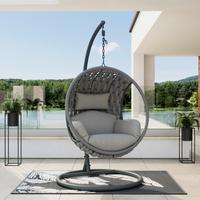 ZÁVESNÉ KRESLO MIRA - svetlosivá, Modern, kov/textil (107cm) - Bessagi Garden