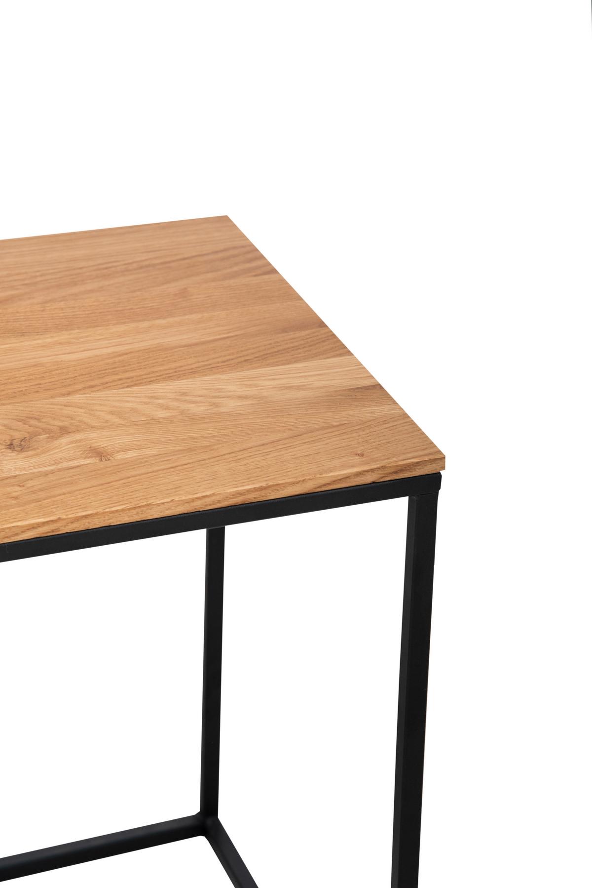 Beistelltsich Justus Schwarz/Eichefarben L: 40cm - Eichefarben/Schwarz, Natur, Holz/Metall (40/40/54cm)
