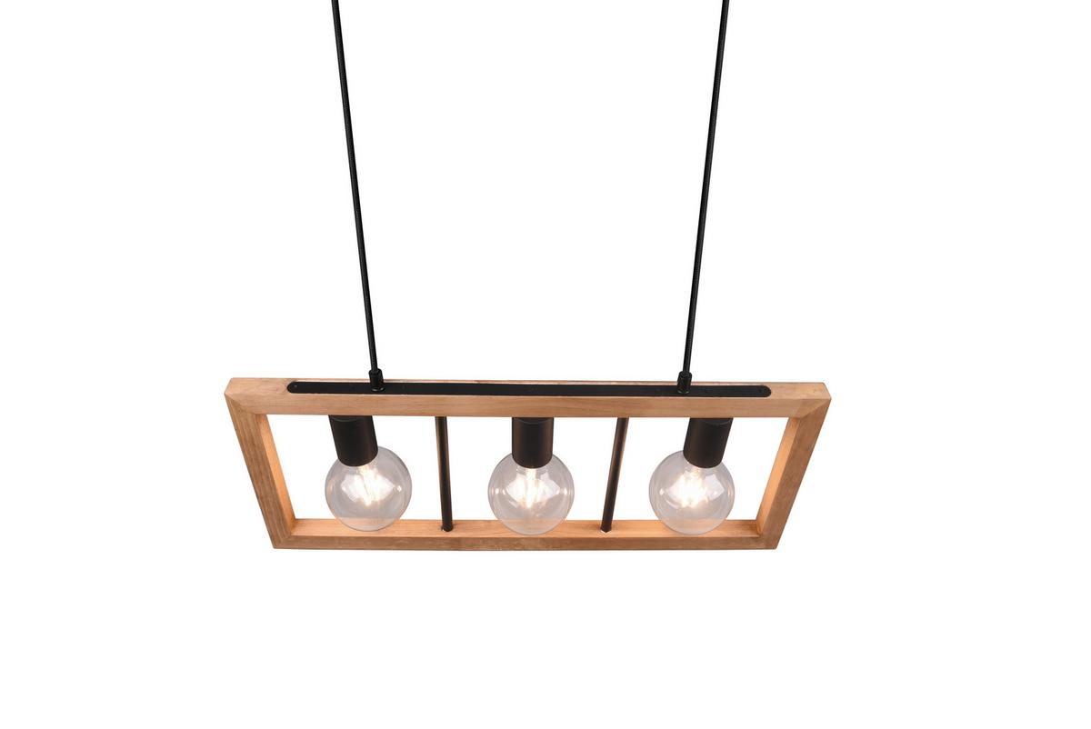 Pendelleuchte 313800332 Agra - Schwarz/Braun, Natur, Holz/Metall (60/150/8,5cm) - Trio Leuchten